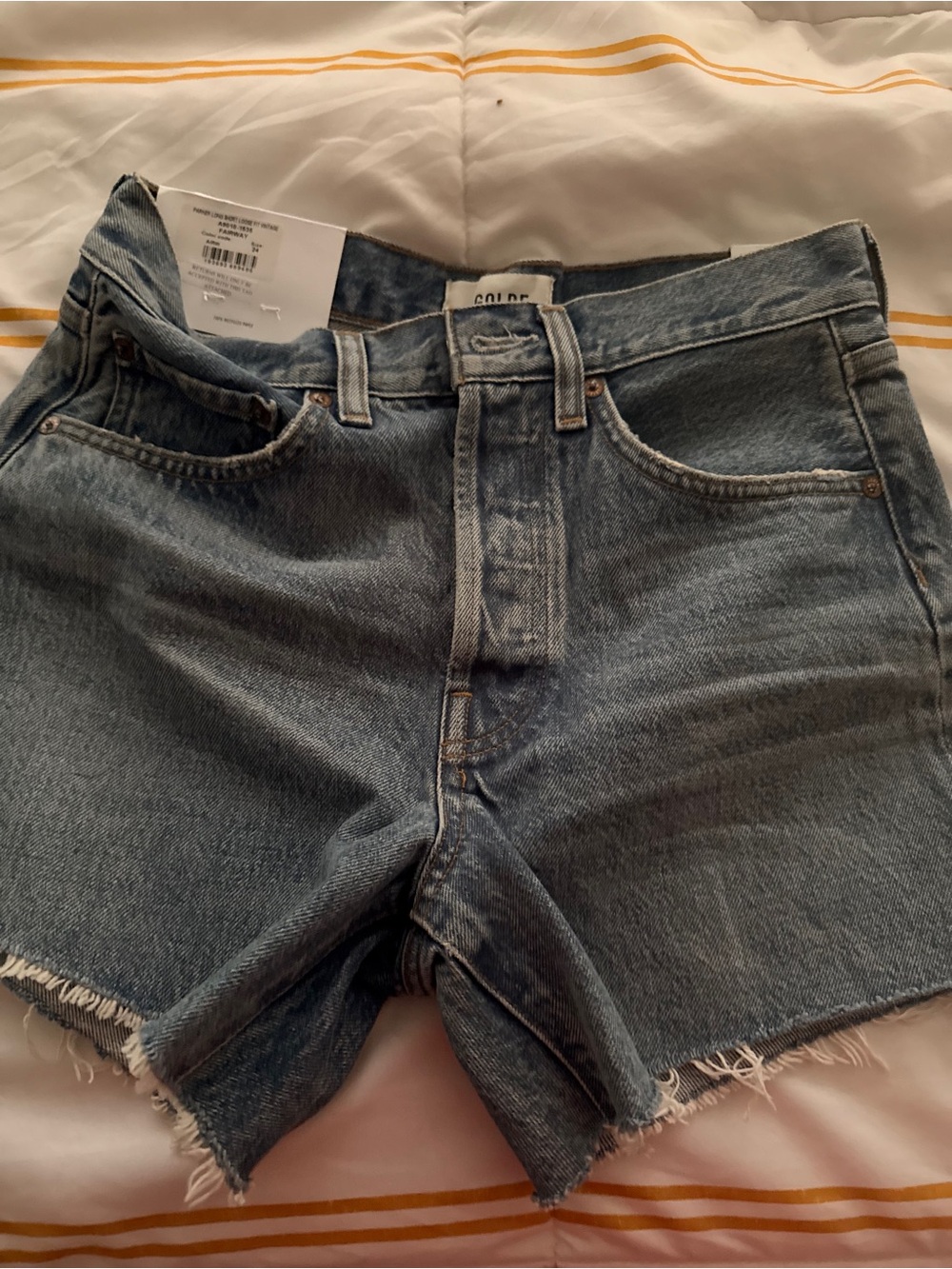 Agolde light blue high-rise denim cutoff shorts - Picture 2 of 2